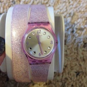 Women’s pink glitter SWATCH WATCH